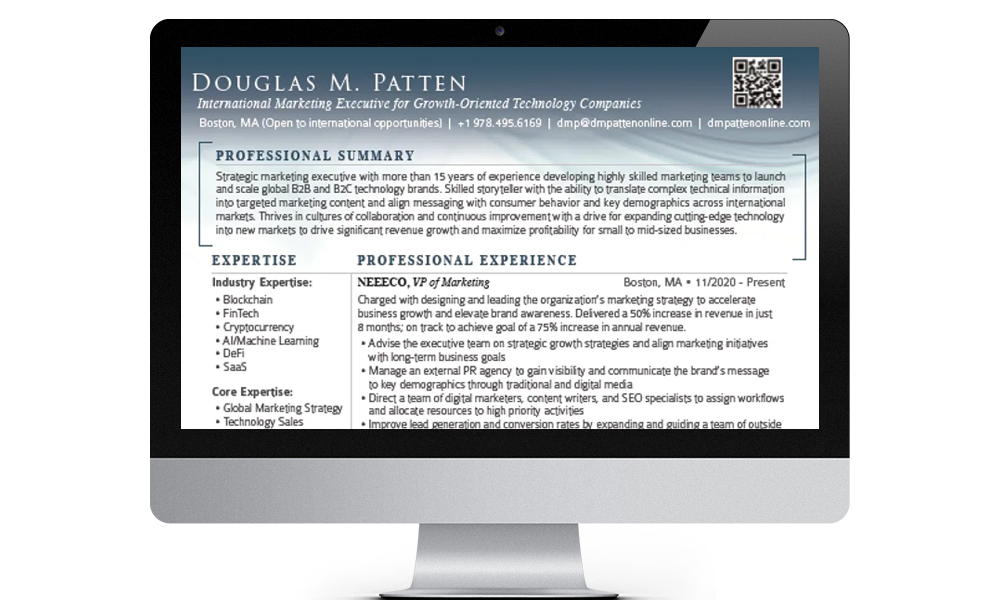 Douglas Patten CV on desktop